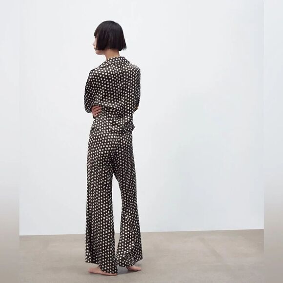 ZARA SATIN PANTS WITH POLKA DOT - Picture 2 of 9